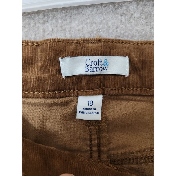 Croft Barrow Corduroy Pants Womens 18 Brown Straight Mid Rise Stretch NEW - Picture 6 of 8